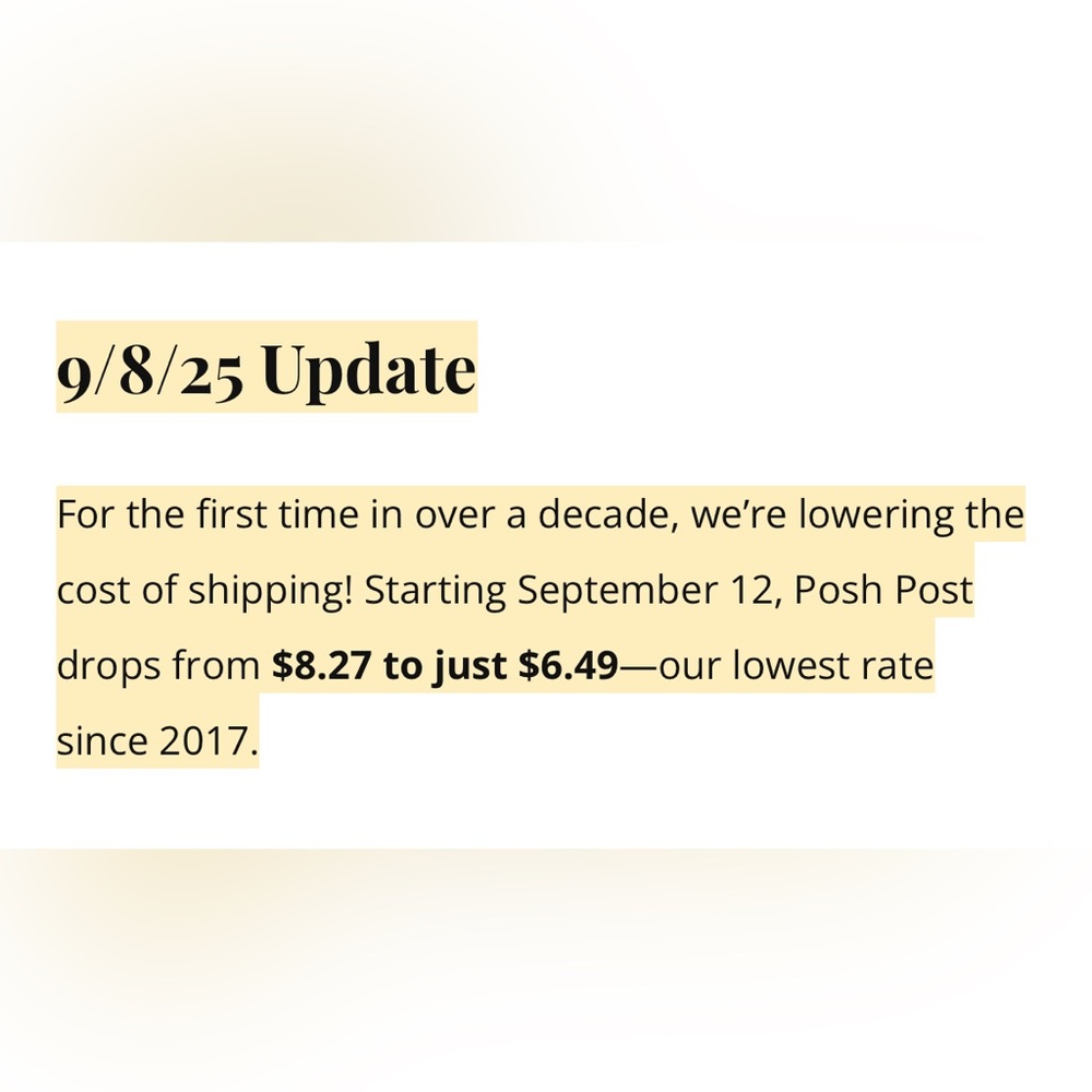 Poshmark Shipping Update Announcement